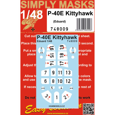 P-40E Kittyhawk - Simply Masks 1/48 - 748009