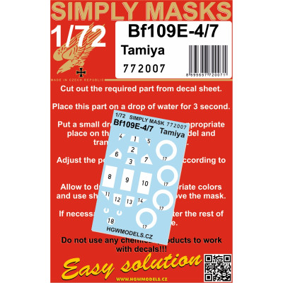 Bf109E-4/7 - Simply Masks 1/72 - 772007